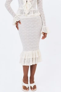 Miss Circle Urvi Crochet Ruffle Midi Skirt