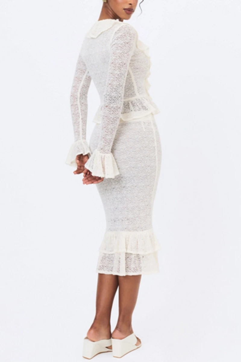 Miss Circle Urvi Crochet Ruffle Midi Skirt