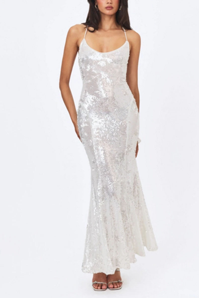 Miss Circle Cameron Sequin Scoop Neck Mermaid Maxi Dress