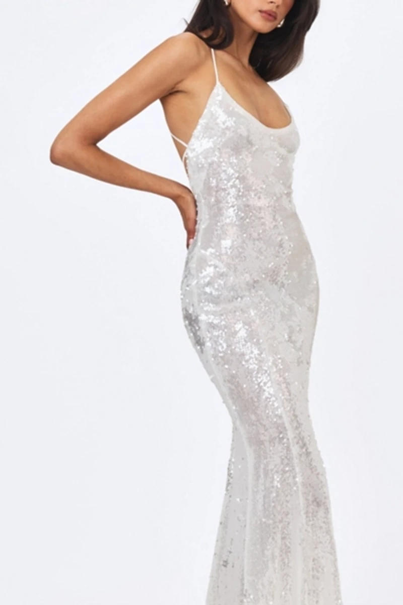 Miss Circle Cameron Sequin Scoop Neck Mermaid Maxi Dress