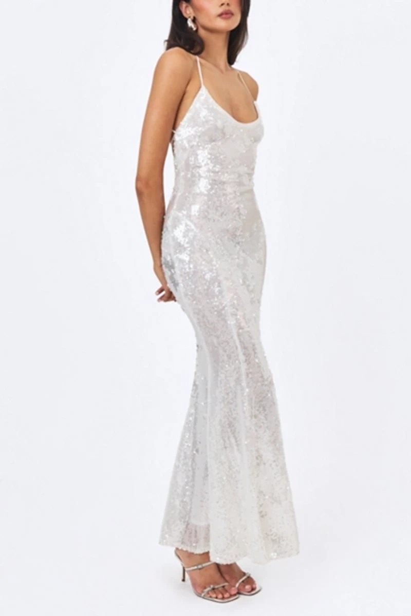 Miss Circle Cameron Sequin Scoop Neck Mermaid Maxi Dress