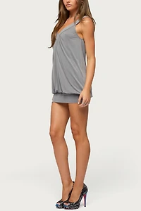 Edikted Calloway Gathered V Neck Mini Dress
