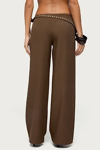 Edikted Avery Studded Foldover Straight Leg Pants