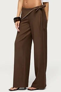 Edikted Avery Studded Foldover Straight Leg Pants