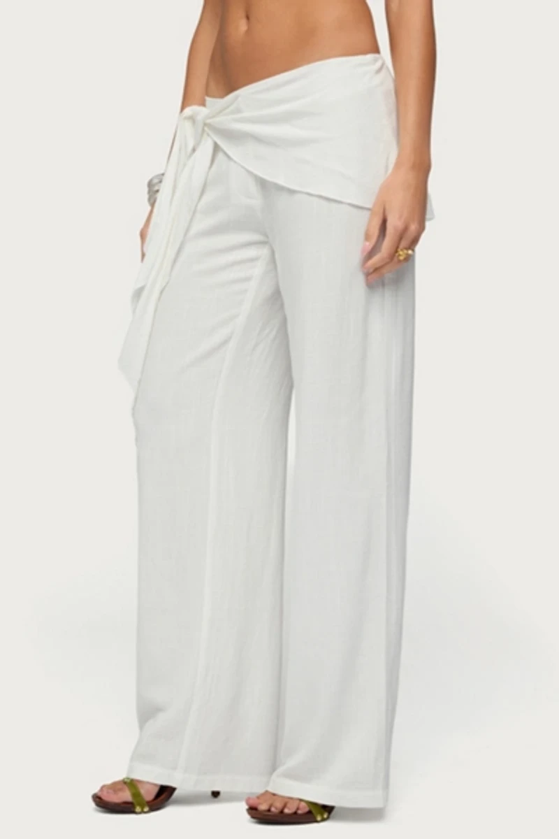 Edikted Suki Sarong Belt Linen Look Pants