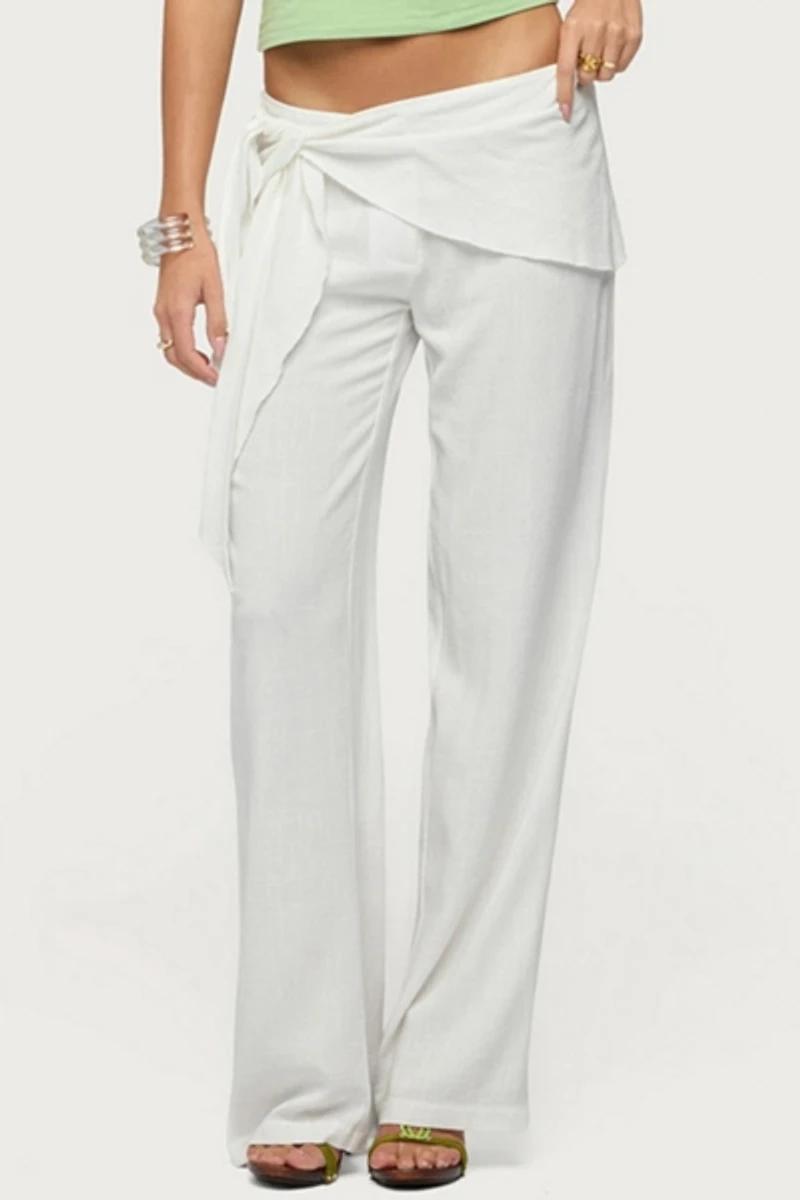 Edikted Suki Sarong Belt Linen Look Pants