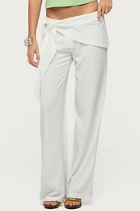 Edikted Suki Sarong Belt Linen Look Pants