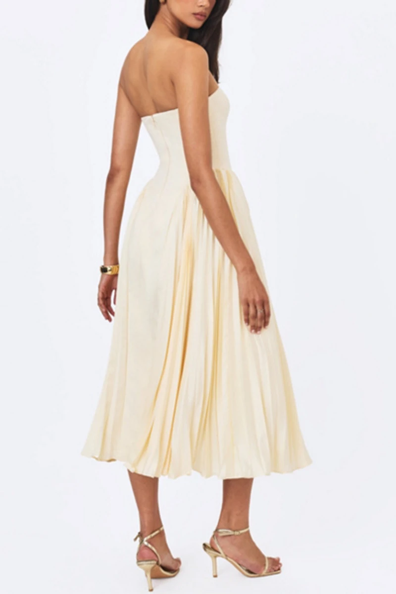 Miss Circle Marnie Pleated Satin Midi Dress