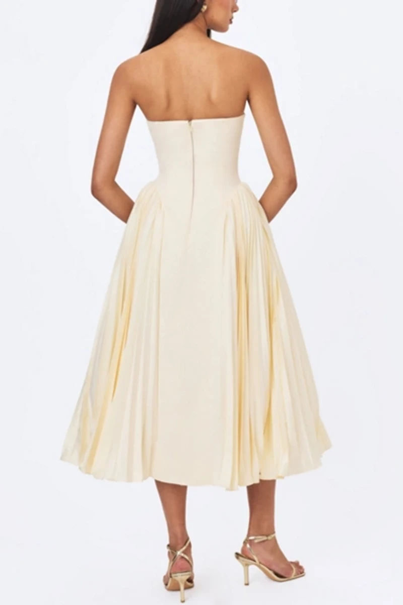 Miss Circle Marnie Pleated Satin Midi Dress