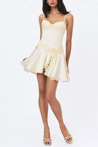 Miss Circle Yvonne Satin Asymmetrical Ruched Mini Dress