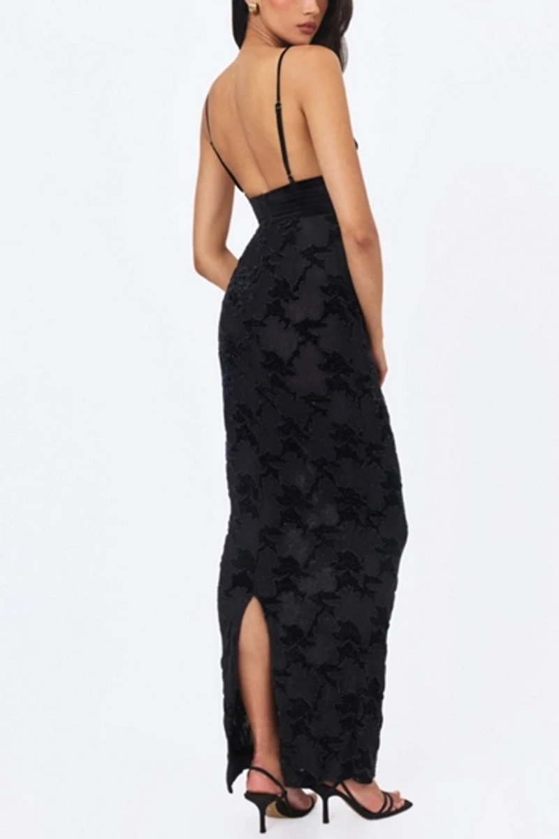 Miss Circle Quinsley Velvet Crystal Lace Maxi Dress
