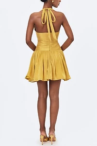 Miss Circle Xavia Crystal Organza Plunging Halter Mini Dress
