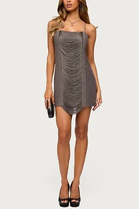 Edikted Ione Studded Fringed Mini Dress