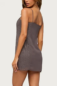 Edikted Ione Studded Fringed Mini Dress