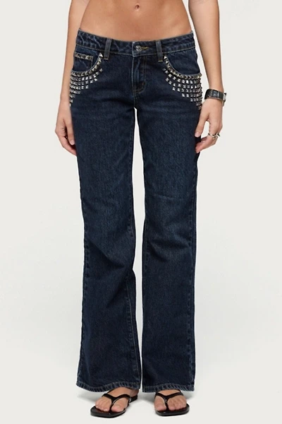 Edikted Tyler Studded Low Rise Bootcut Jeans