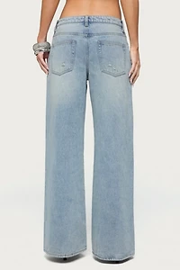 Edikted Ellah Distressed Low Rise Baggy Jeans