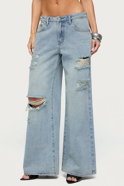 Edikted Ellah Distressed Low Rise Baggy Jeans