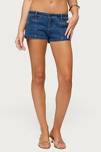 Edikted Mclaine Stitched Low Rise Denim Shorts