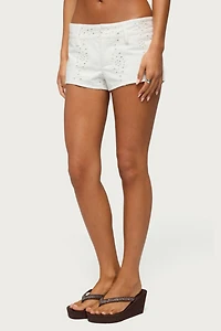 Edikted Wynell Eyelet Micro Shorts