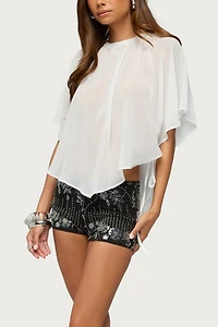 Edikted Cathy Bead & Sequin Micro Shorts