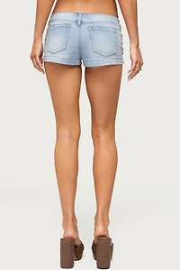 Edikted Dede No Waistband Denim Micro Shorts