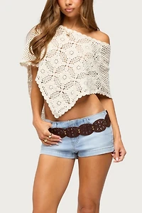 Edikted Dede No Waistband Denim Micro Shorts