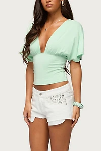 Edikted Gia Gem Low Rise Micro Denim Shorts
