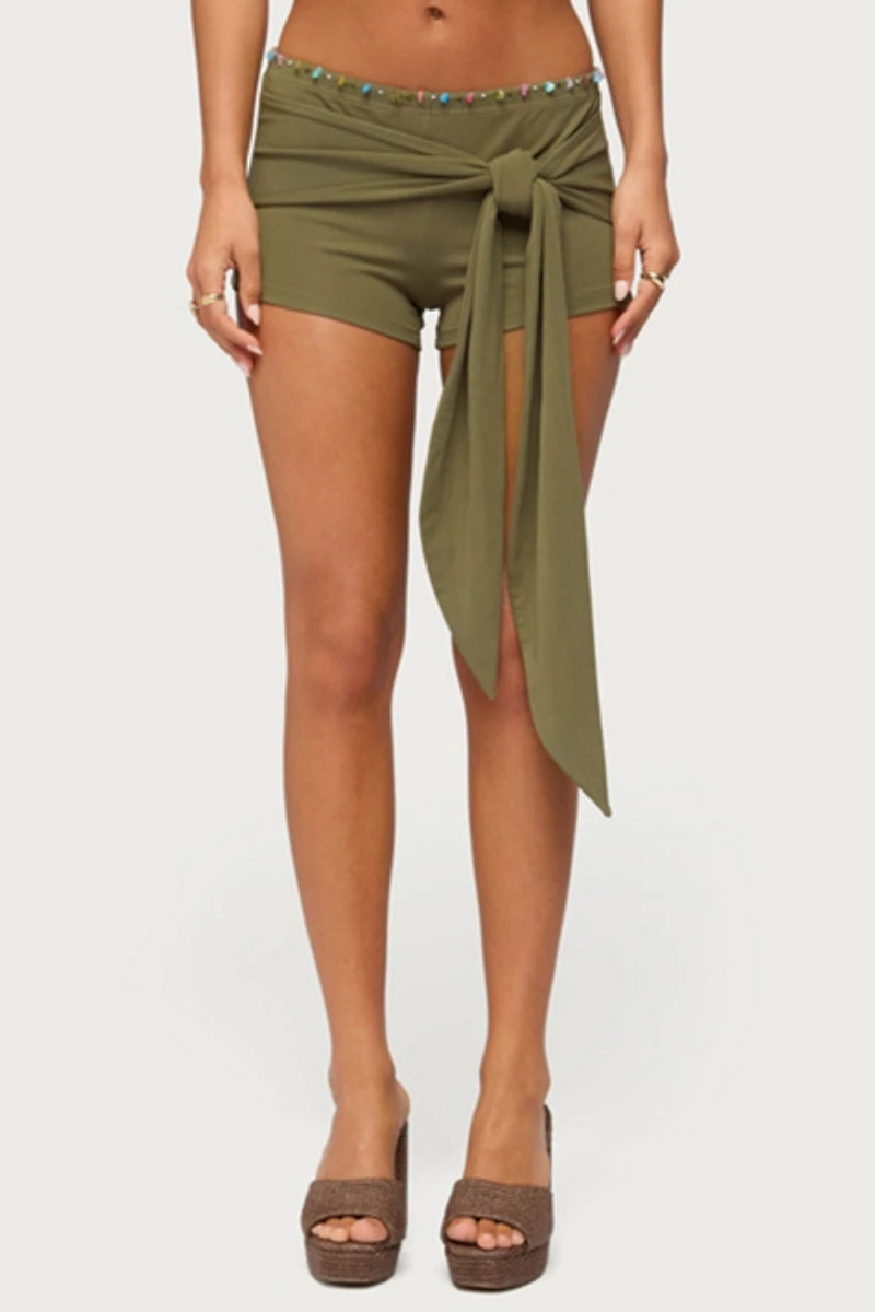 Edikted Monroah Bead Low Rise Shorts
