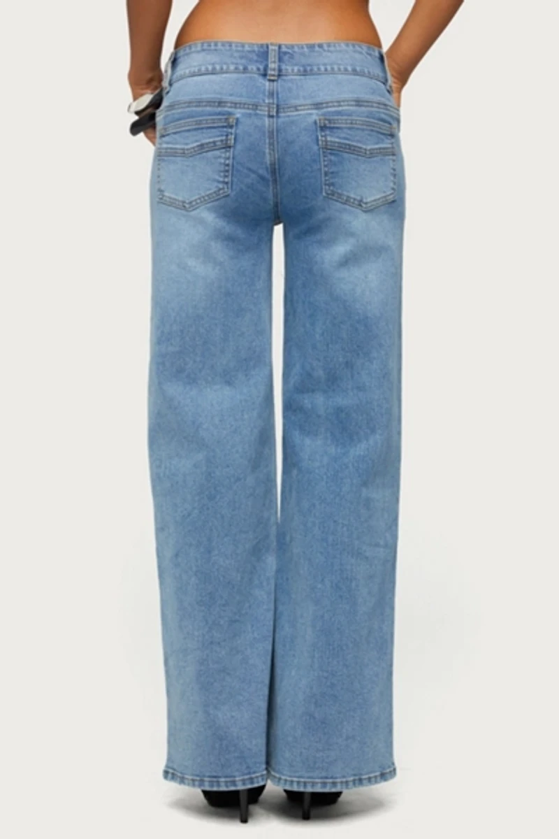 Edikted Dale Low Rise Straight Leg Stretchy Jeans