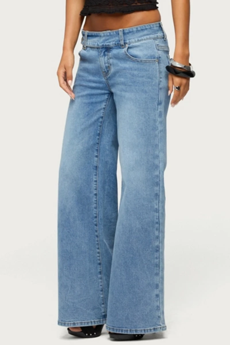 Edikted Dale Low Rise Straight Leg Stretchy Jeans