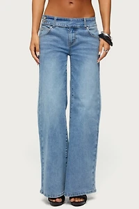 Edikted Dale Low Rise Straight Leg Stretchy Jeans