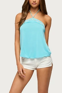 Edikted Thayer Beaded Halter Top