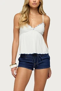 Edikted Grazi Contrast Stitch Babydoll Tank Top