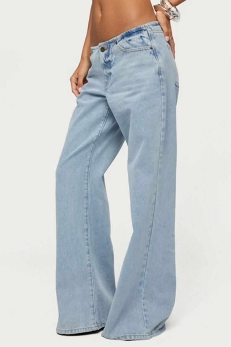 Edikted Veya No Waist Band Low Rise Baggy Jeans