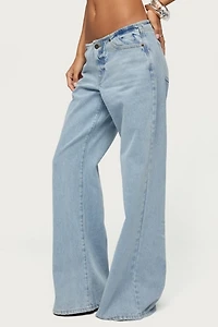 Edikted Veya No Waist Band Low Rise Baggy Jeans