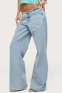 Edikted Veya No Waist Band Low Rise Baggy Jeans
