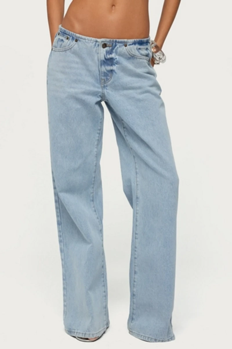 Edikted Veya No Waist Band Low Rise Baggy Jeans