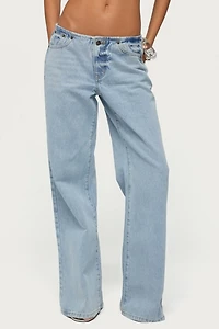 Edikted Veya No Waist Band Low Rise Baggy Jeans