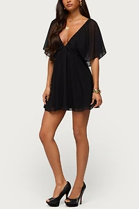 Edikted Rosalee Chiffon Babydoll Mini Dress