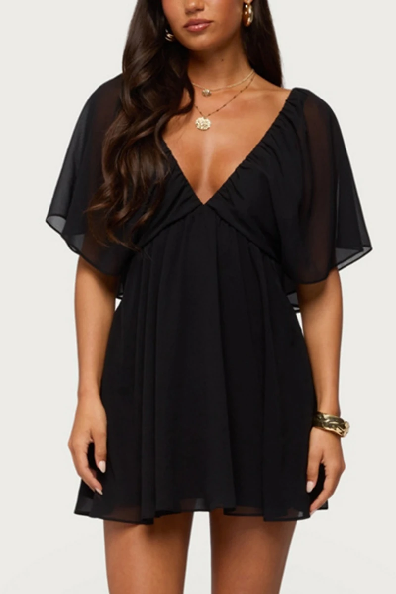 Edikted Rosalee Chiffon Babydoll Mini Dress