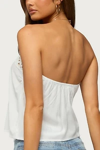 Edikted Pearle Crochet Trim Strapless Top