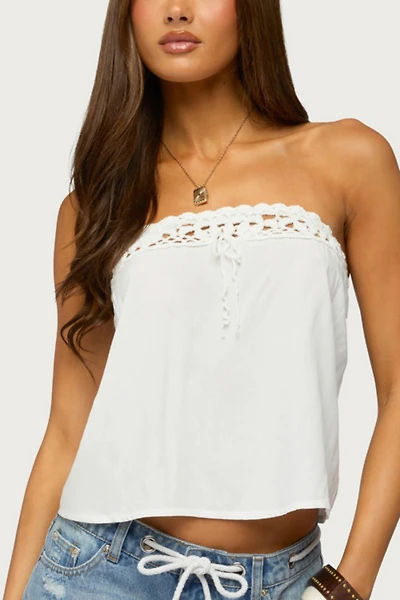 Edikted Pearle Crochet Trim Strapless Top