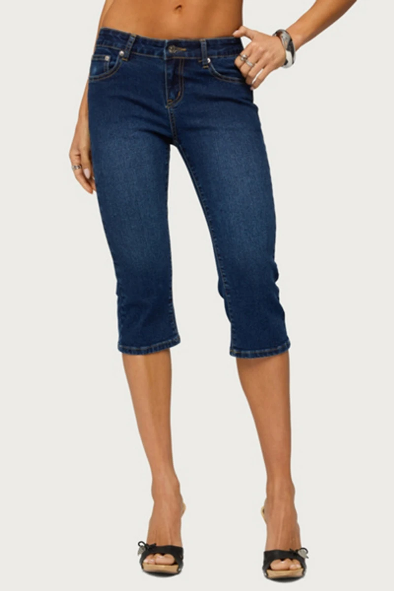 Edikted Fifer Low Rise Capri Jeans