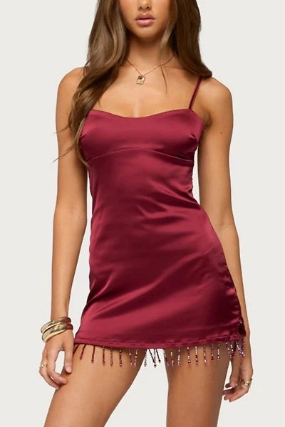 Edikted Floria Fringe Satin Effect Mini Dress