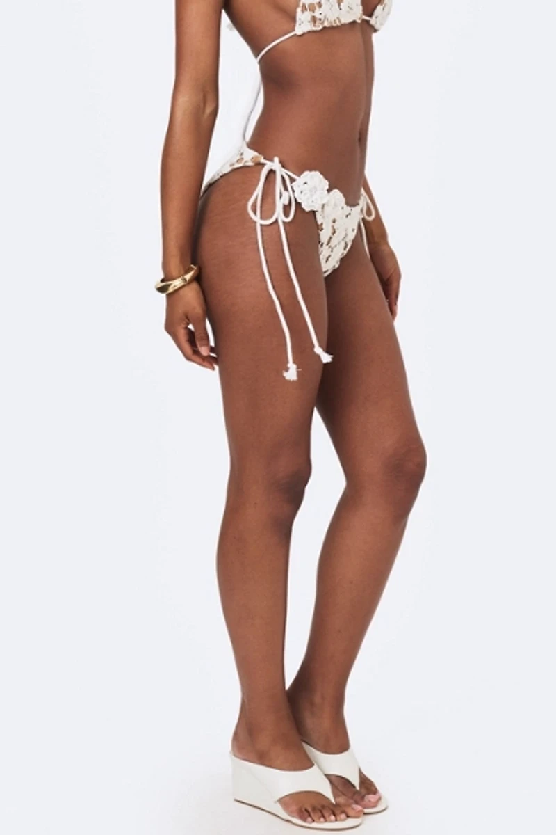 Miss Circle Lela Floral Crochet Side-Tie Bikini Bottom