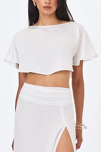 Miss Circle Yarae Satin Boat Neck Cape Top