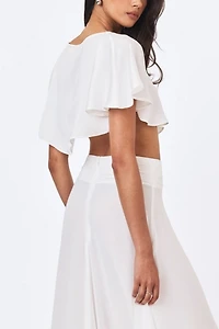 Miss Circle Yarae Satin Boat Neck Cape Top