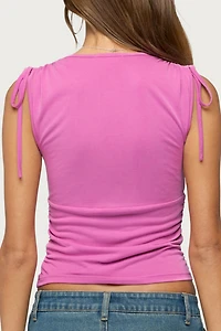 Edikted Cady Drawstring V Neck Tank Top