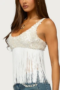 Edikted Petrah Sequin Fringed Bra Top