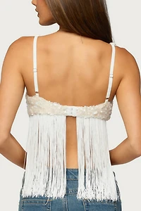 Edikted Petrah Sequin Fringed Bra Top